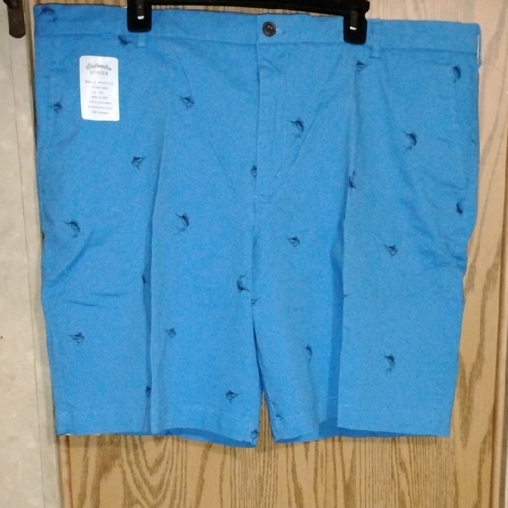 Izod Light Blue Embroidered Marlin Flat Front Men’s Shorts